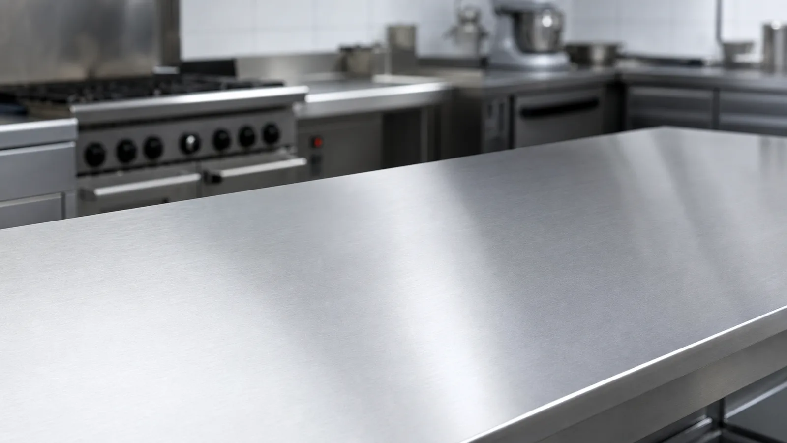 Suprafață profesională curată din inox alimentar